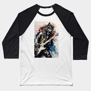 Werewolf Shredding Guitar Baseball T-Shirt